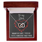 Interlocking Hearts Necklace with message to your Bitch