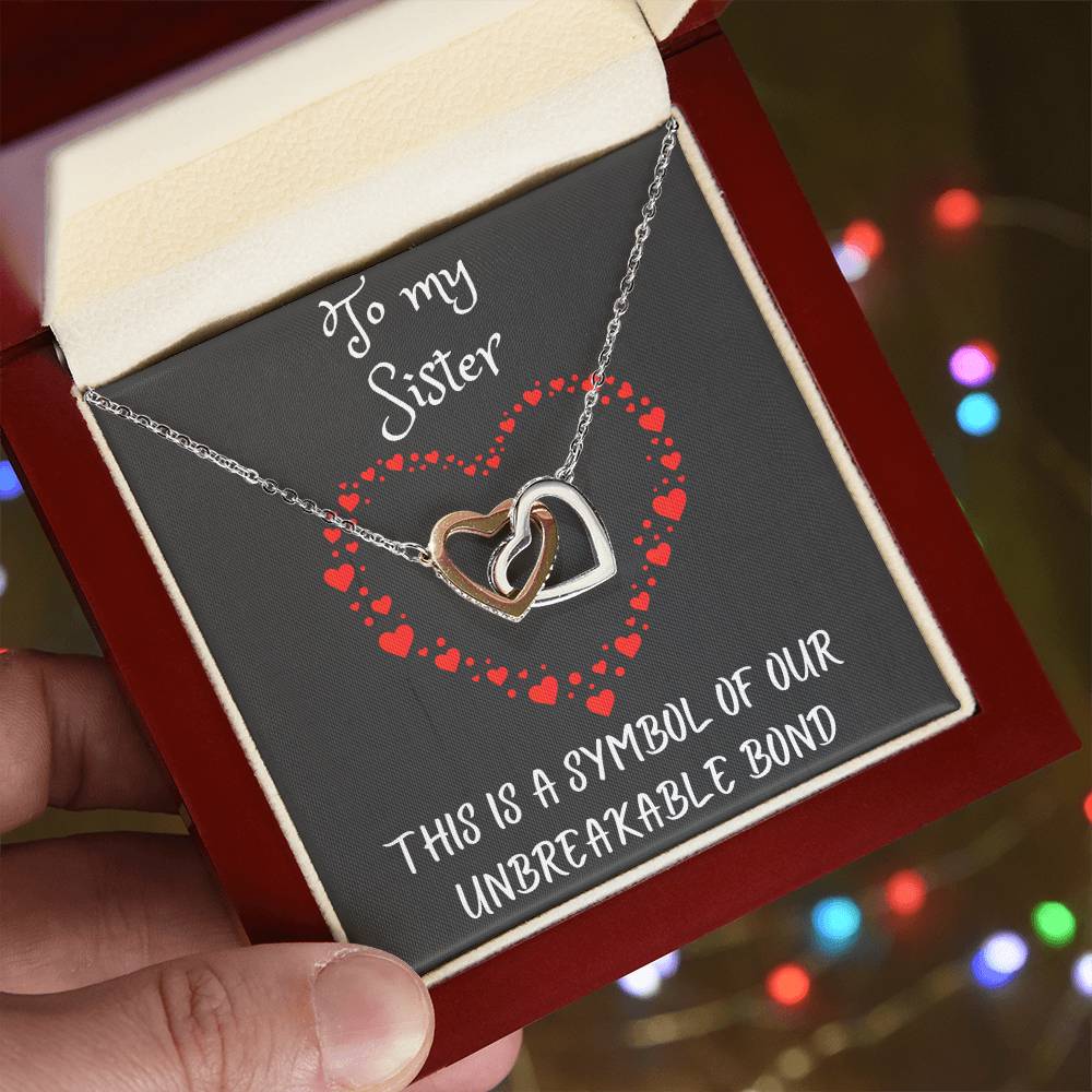 Interlocking Hearts Necklace with message to your Sister