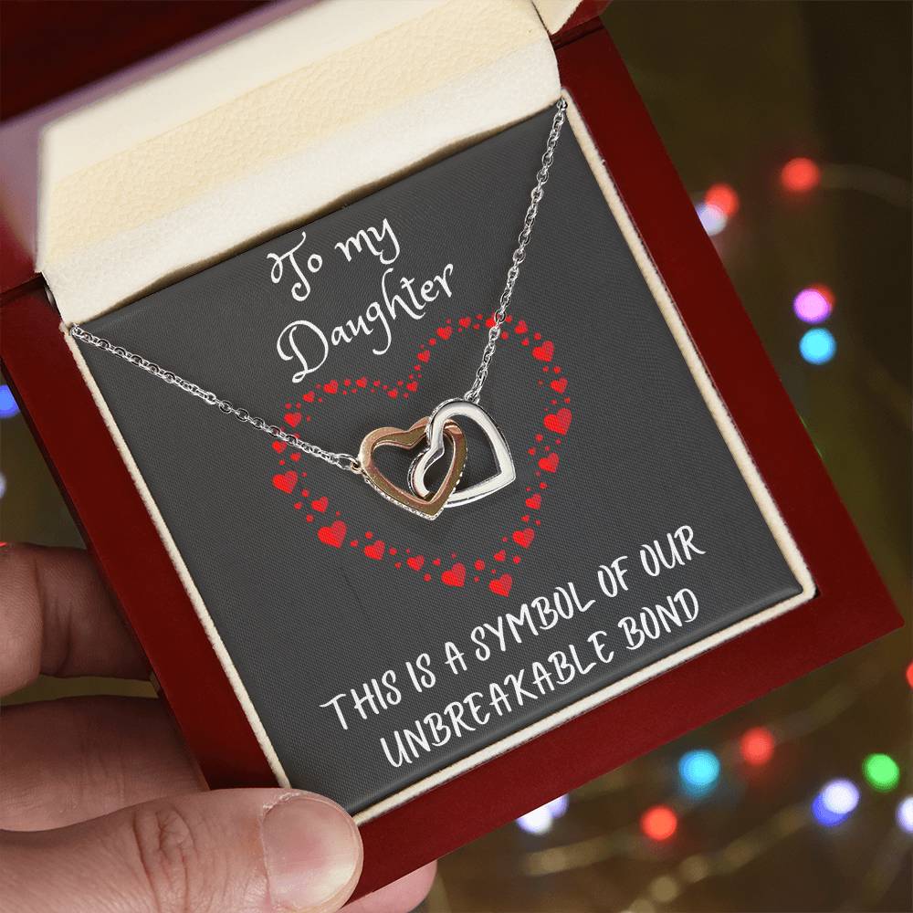 Interlocking Hearts Necklace with message to your Daughter