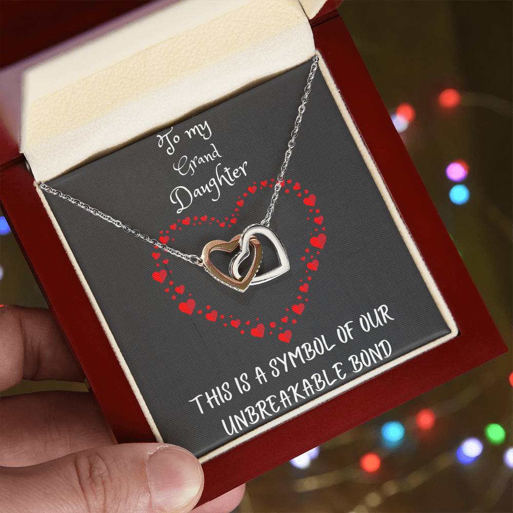 Interlocking Hearts Necklace with message to your Grand Daughter