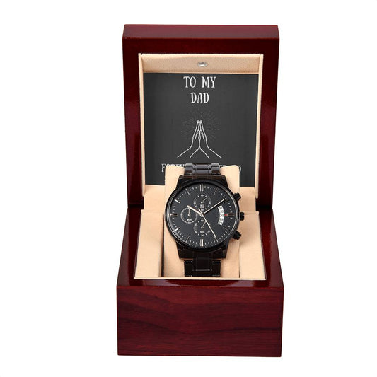Black Chronograph Watch with message to your dad - Christmas gift, gift for father, Father's Day