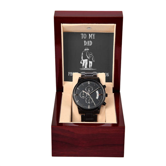 Black Chronograph Watch with message to your dad - Christmas gift, gift for father, Father's Day
