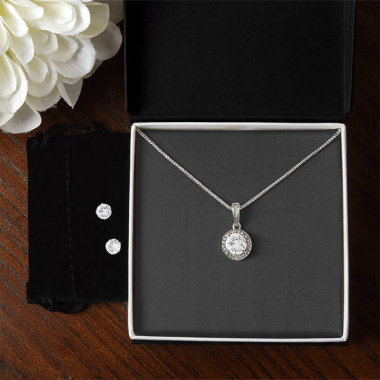 Infinite Radiance: Eternal Hope Necklace Earring Set - Symbol of Timeless Optimism and Grace | Inspirational Gift for Unforgettable Moments