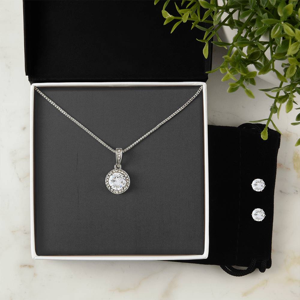 Infinite Radiance: Eternal Hope Necklace Earring Set - Symbol of Timeless Optimism and Grace | Inspirational Gift for Unforgettable Moments