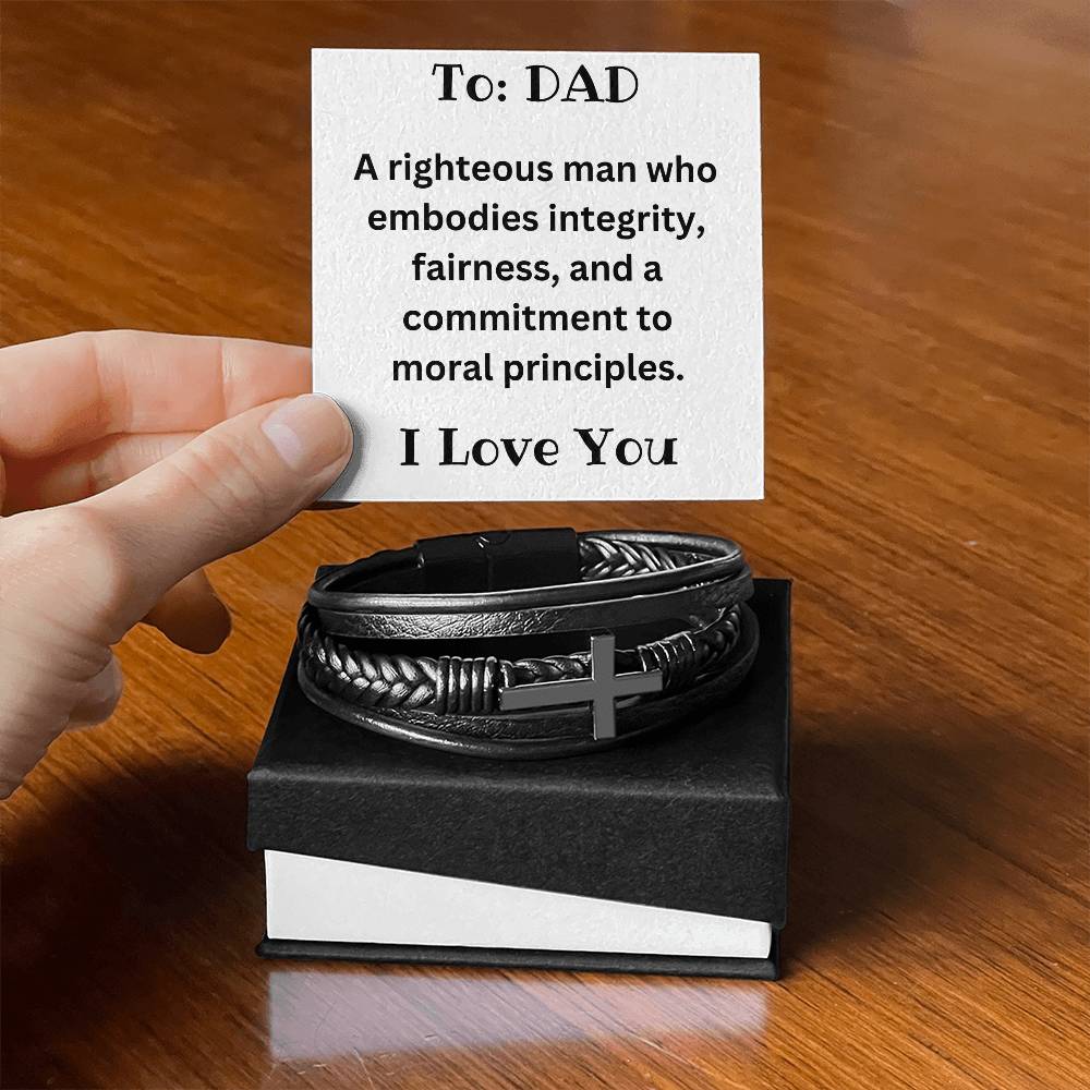 Men's Cross Bracelet - To Dad - I Love You
