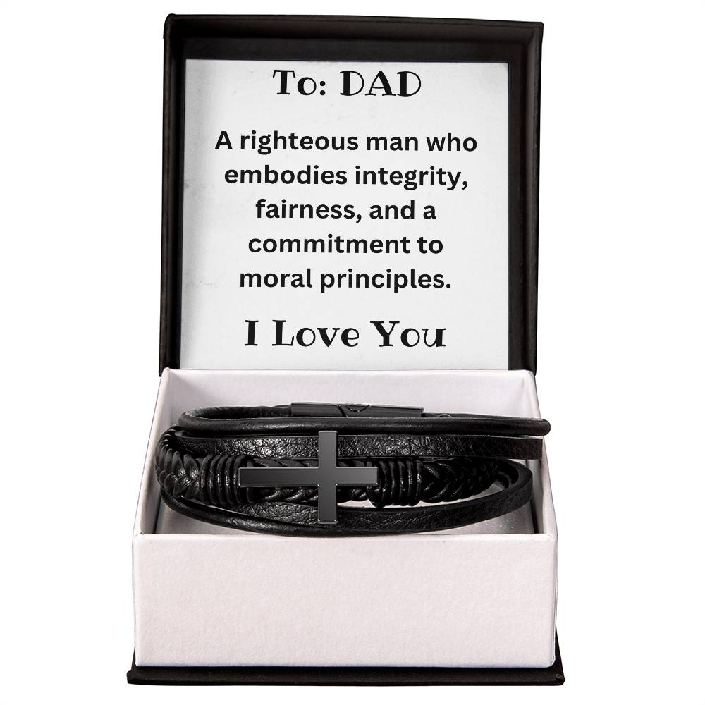 Men's Cross Bracelet - To Dad - I Love You