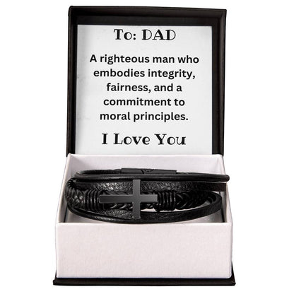 Men's Cross Bracelet - To Dad - I Love You
