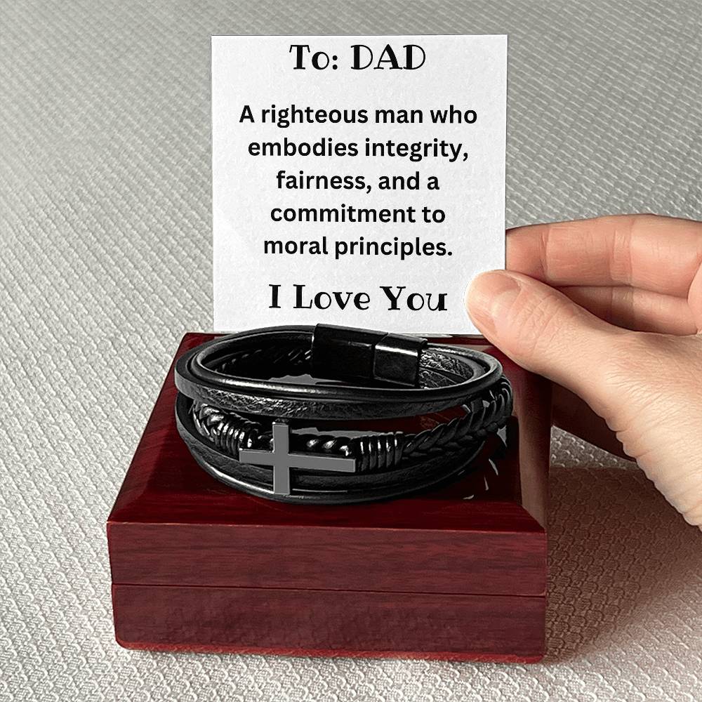 Men's Cross Bracelet - To Dad - I Love You