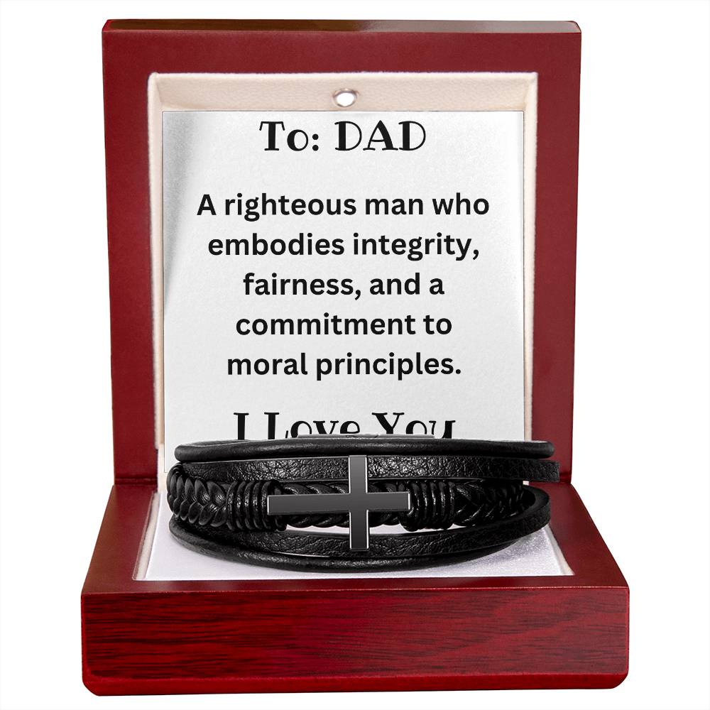 Men's Cross Bracelet - To Dad - I Love You