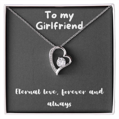 Forever Love Necklace with message to girlfriend- always and forever, timeless love, birthday gift, heart necklace, gift for her, gift