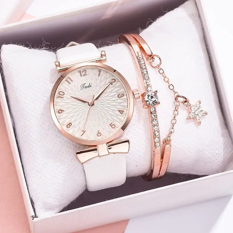 Women's Luxury Quartz Watch Bracelet - 2 pc set