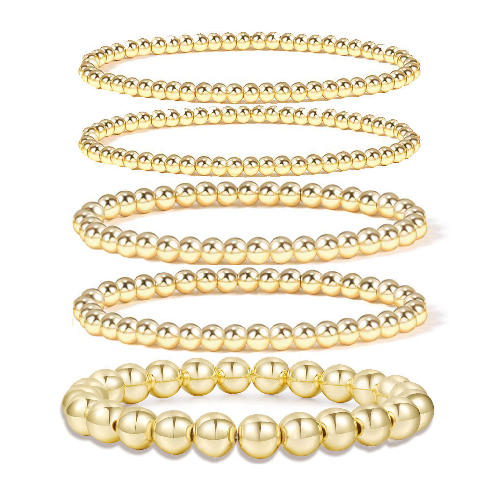 Hematite Golden Balls Bracelet Suit Beaded Stretch