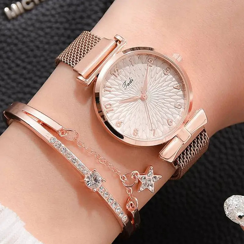 Women's Luxury Quartz Watch Bracelet - 2 pc set