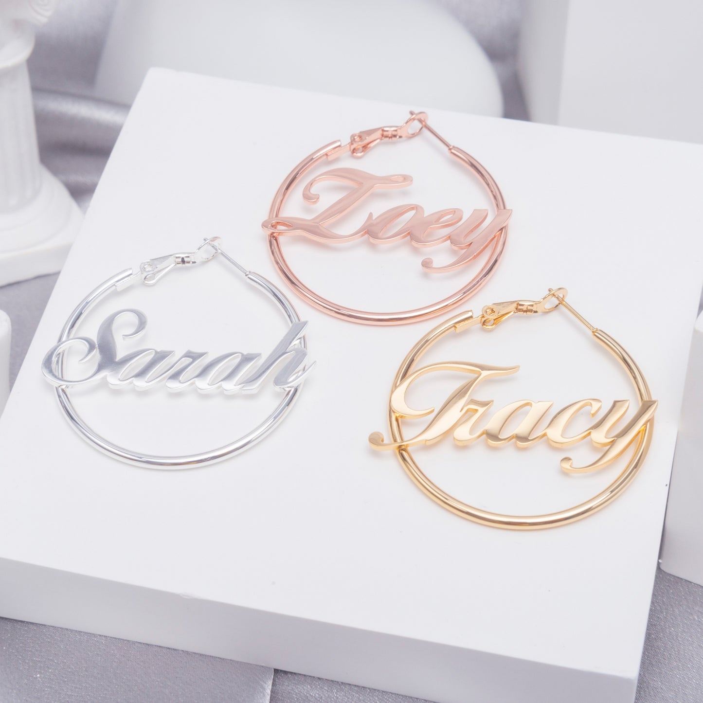 Custom Hoop Earrings - personalized, unique, hoop, jewelry, gift for her, name, custom, birthday