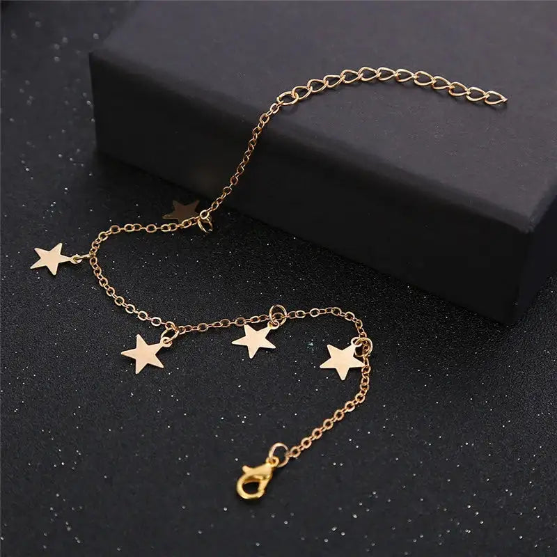 Gold Pentagram Anklet Jewelry