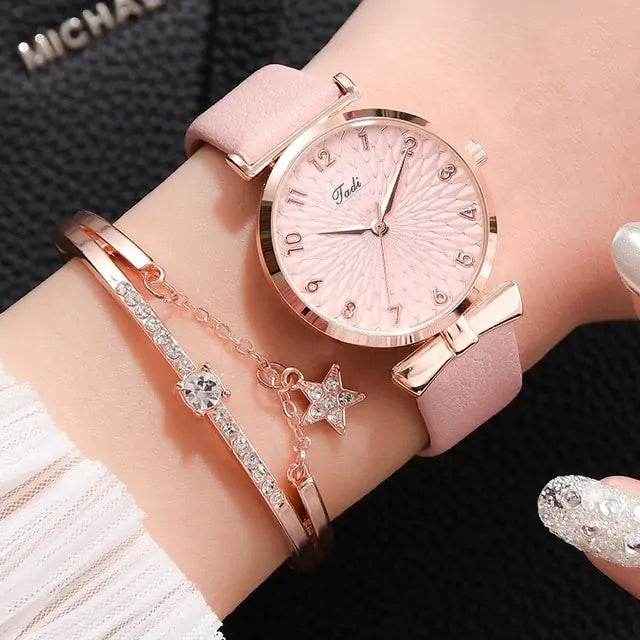Women's Luxury Quartz Watch Bracelet - 2 pc set