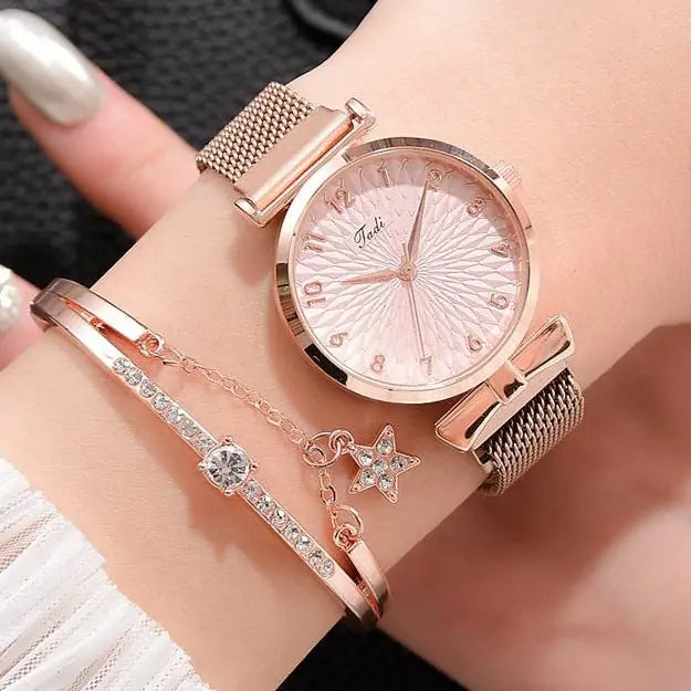 Women's Luxury Quartz Watch Bracelet - 2 pc set