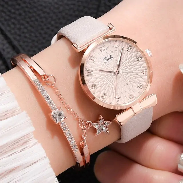 Women's Luxury Quartz Watch Bracelet - 2 pc set