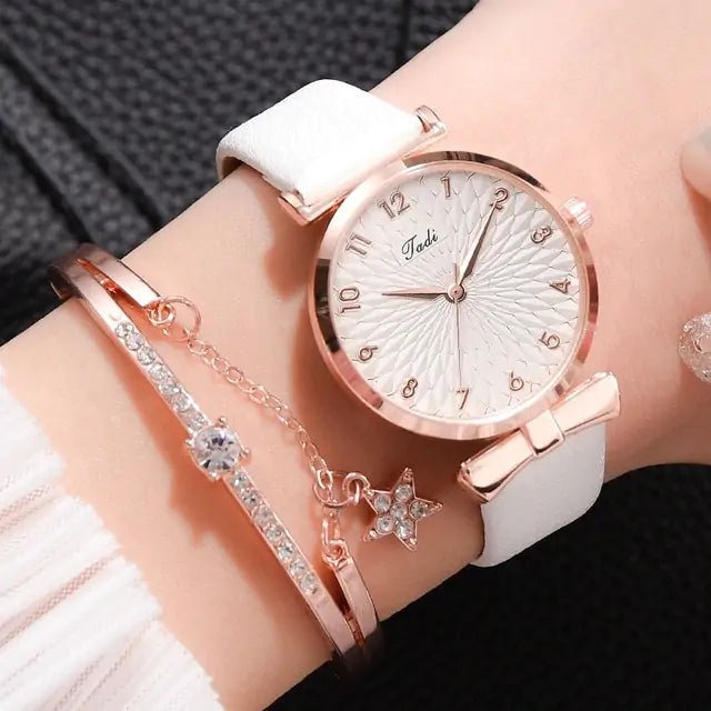 Women's Luxury Quartz Watch Bracelet - 2 pc set