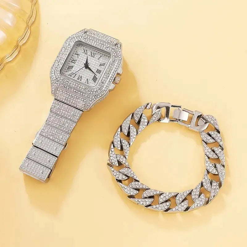 Diamond Women Watch 2Pcs Set