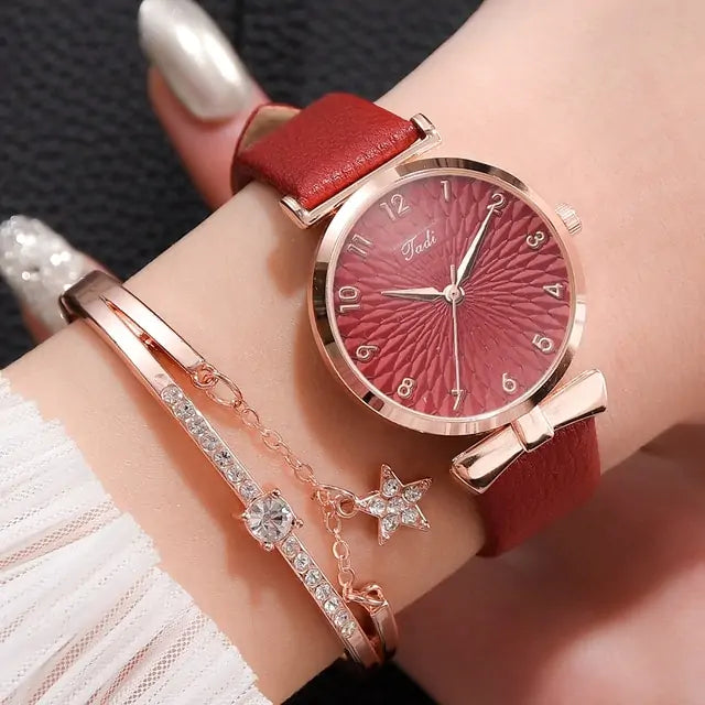 Women's Luxury Quartz Watch Bracelet - 2 pc set