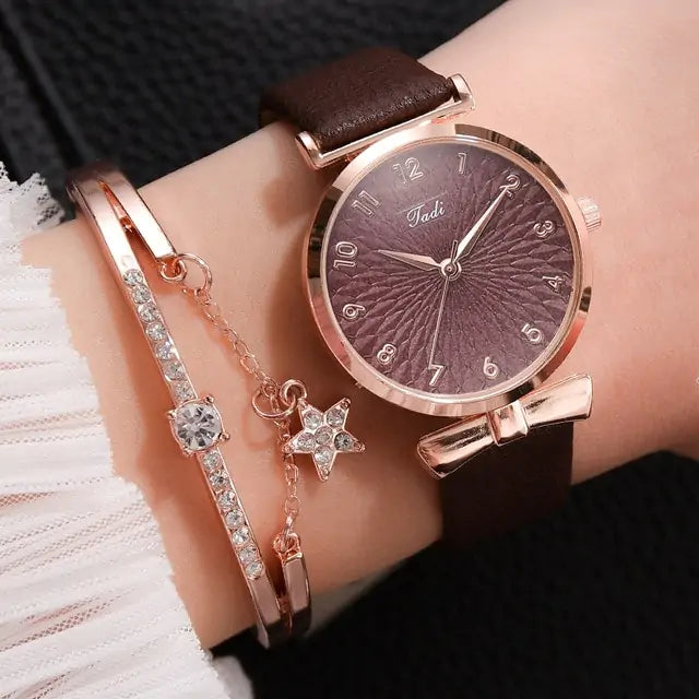 Women's Luxury Quartz Watch Bracelet - 2 pc set