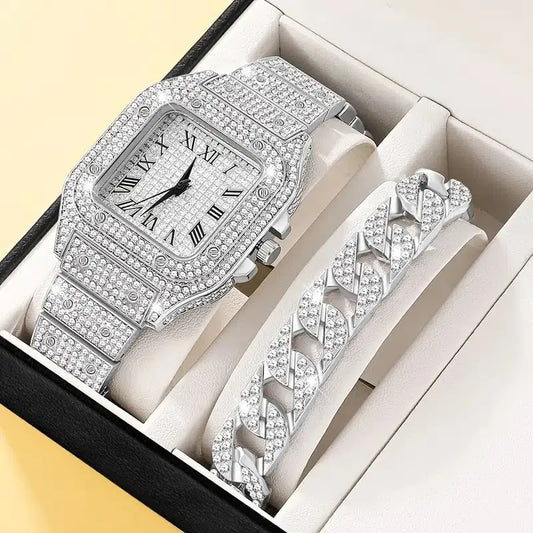 Diamond Women Watch 2Pcs Set