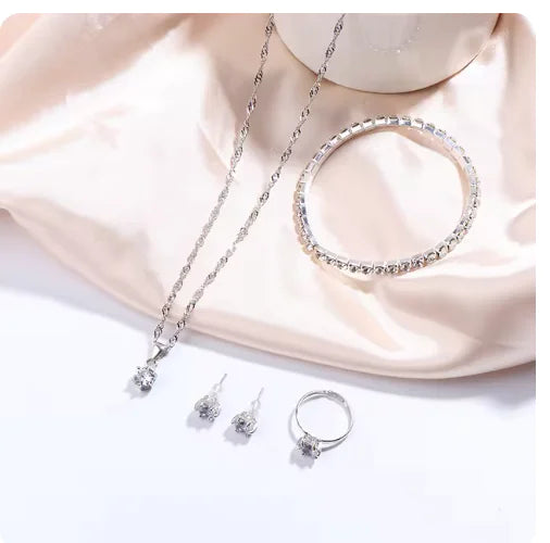 Crystal Jewelry Set - necklace, earrings, ring, and bracelet